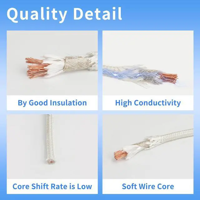 Alt view image 3 of 7 - 14 Gauge High Temperature Wire 16.4Ft, -76-932 14 AWG Mica Fiberglass Electronic Copper Wire Insulated Heat Resistant High Temp Electronical Flexible Cable for Lamp Boiler Heater Kiln