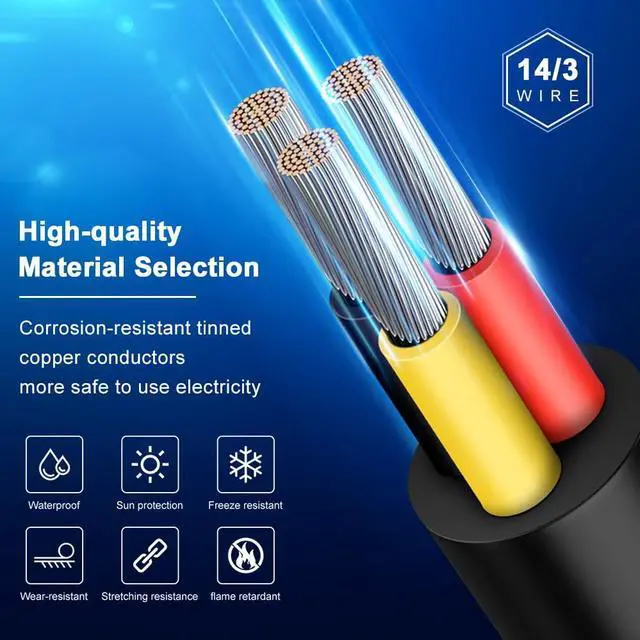 Alt view image 2 of 7 - 14 Gauge 3 Conductor Electrical Wire, 16.5FT 2464 14AWG 3 Wire Cable Black PVC Stranded Tinned Copper, 14/3 Cord Extension Low Voltage Cable
