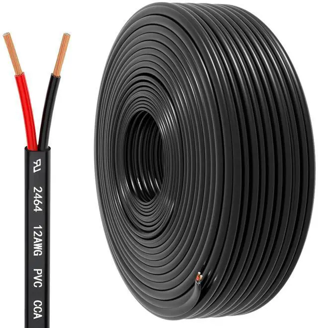 Main image of 12 Gauge Wire 2 Conductor Electrical Wire, 12 AWG 3.3mm² Wire PVC Cord, 12V/24V DC Low Voltage/Copper-clad Aluminum(CCA)/Flexible/2 Wire for Automotive Wire LED Strips Lamp Lighting Marine(9.2M/30FT)