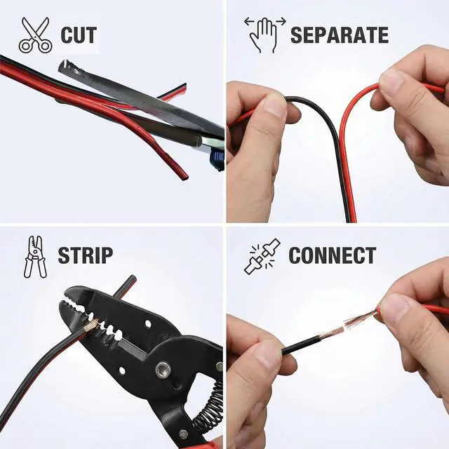 Alt view image 6 of 7 - 12 Gauge Wire 50FT, 12 AWG Red and Black 2 Conductor Speaker Wire Copper Clad Aluminum Automotive Electrical Wire 12/2 for 12V/24V DC, Automotive, Car Audio, Home Theater, LED Strips, Lighting