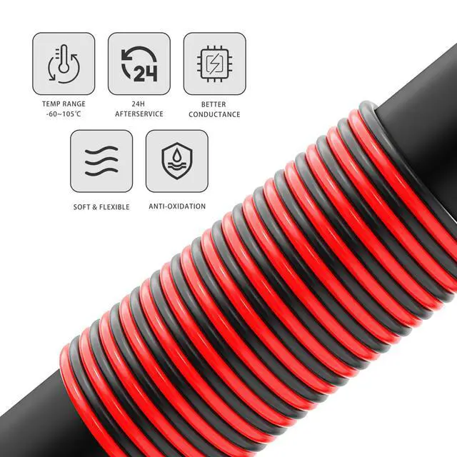 Alt view image 3 of 7 - 12 Gauge 2 Conductor Flexible Parallel Electrical Wire 10ft Red Black Low Voltage PVC Cord 12/2 AWG Stranded Oxygen Free Copper Cable for Automotive Solar Panel Led Strip Lighting Marine Battery.