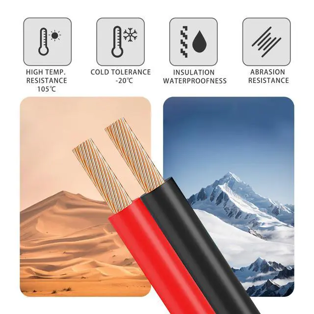 Alt view image 4 of 7 - 12 Gauge 2 Conductor Flexible Parallel Electrical Wire 10ft Red Black Low Voltage PVC Cord 12/2 AWG Stranded Oxygen Free Copper Cable for Automotive Solar Panel Led Strip Lighting Marine Battery.