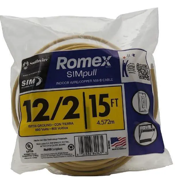 Alt view image 7 of 7 - Romex Brand Simpull Solid Indoor 12/2 W/G NMB Cable 15ft coil - SW# 28828226