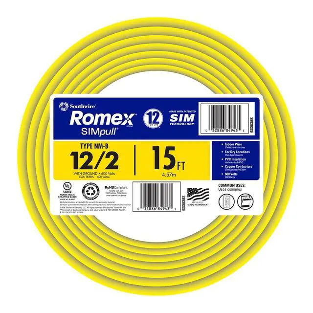 Alt view image 2 of 7 - Romex Brand Simpull Solid Indoor 12/2 W/G NMB Cable 15ft coil - SW# 28828226