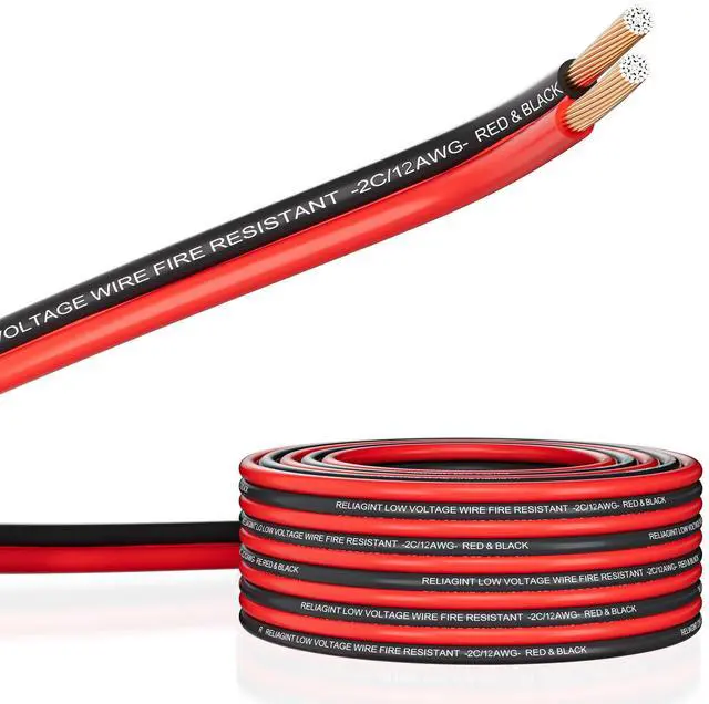 Main image of 12 Gauge Wire 2 Conductor Electrical Cable, 12 AWG Stranded Red Black PVC Wire, Flexible Low Voltage Cable for Automotive Wiring, Speakers, LED, RV, Landscape Lighting (30 FT)