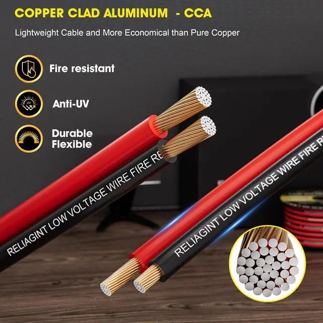 Alt view image 2 of 6 - 12 Gauge Wire 2 Conductor Electrical Cable, 12 AWG Stranded Red Black PVC Wire, Flexible Low Voltage Cable for Automotive Wiring, Speakers, LED, RV, Landscape Lighting (30 FT)