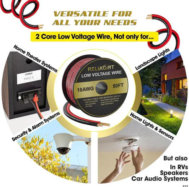 Alt view image 5 of 6 - 12 Gauge Wire 2 Conductor Electrical Cable, 12 AWG Stranded Red Black PVC Wire, Flexible Low Voltage Cable for Automotive Wiring, Speakers, LED, RV, Landscape Lighting (30 FT)