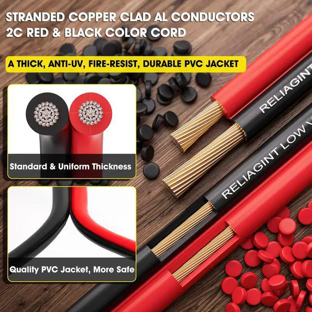 Alt view image 4 of 6 - 12 Gauge Wire 2 Conductor Electrical Cable, 12 AWG Stranded Red Black PVC Wire, Flexible Low Voltage Cable for Automotive Wiring, Speakers, LED, RV, Landscape Lighting (30 FT)