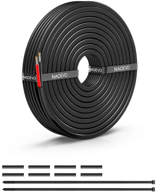 Main image of 14 Gauge Wire 2 Conductor Electrical Wire, 14 AWG Stranded PVC Cord, 12V Low Voltage/Tinned Copper/Flexible Cable for Automotive Wiring, Lamp Cord, Marine Cable (15FT)