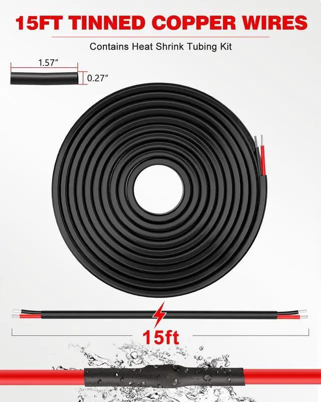 Alt view image 4 of 6 - 14 Gauge Wire 2 Conductor Electrical Wire, 14 AWG Stranded PVC Cord, 12V Low Voltage/Tinned Copper/Flexible Cable for Automotive Wiring, Lamp Cord, Marine Cable (15FT)