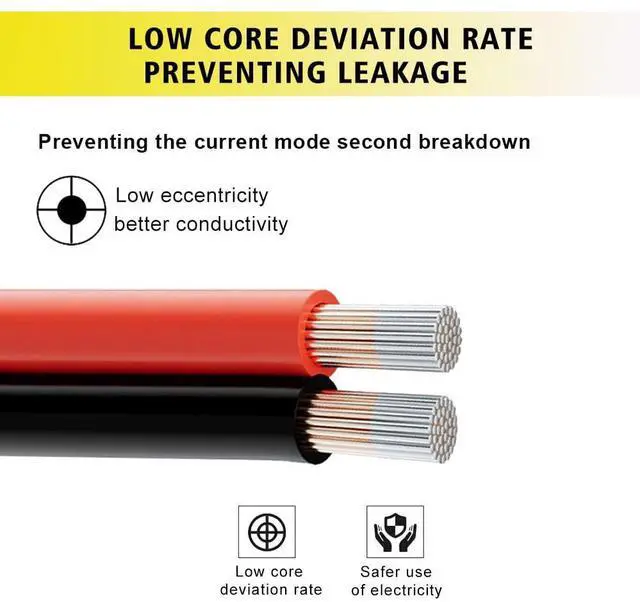 Alt view image 3 of 6 - 12 Gauge Wire,50FT 12/2 Red Black Electrical Wire Hookup Extension Cord 12/24V 2 Cable 12AWG for LED Ribbon Lamp Strip Tape Lights