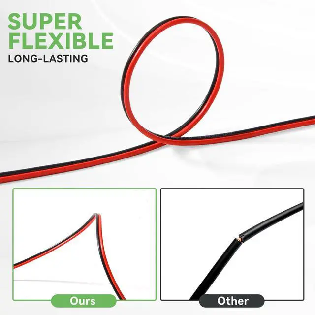 Alt view image 4 of 7 - 12 Gauge Wire, 12 AWG Electrical Wire Cable, 2 Conductors Red Black Wire, Copper Clad Aluminum(CCA) Flexible PVC Extension Cord for Speaker, Hookup LED Strips, Automotive 12V/24V DC (50FT)