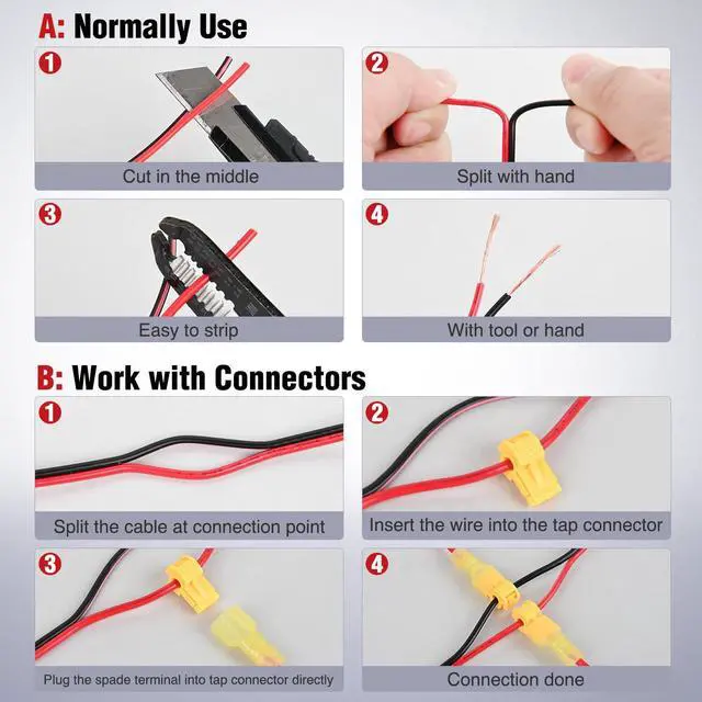 Alt view image 5 of 7 - 50FT 12AWG Copper Clad Aluminum Wire 12/2 Gauge Red Black CCA Electrical Cable 2 Conductor Parallel 12V/24V DC Flexible Extension Cords for Car Audio Radio Speaker Amplifier