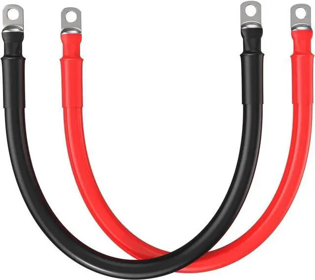 Main image of 2AWG Pure Copper Battery Cables with 3/8" Lugs Red & Black, 1FT, 2-Pack for Car, RV, Truck, Boat, Marine, Solar Power, Motorcycle, Automotive, Off-Road, Boat Accessories