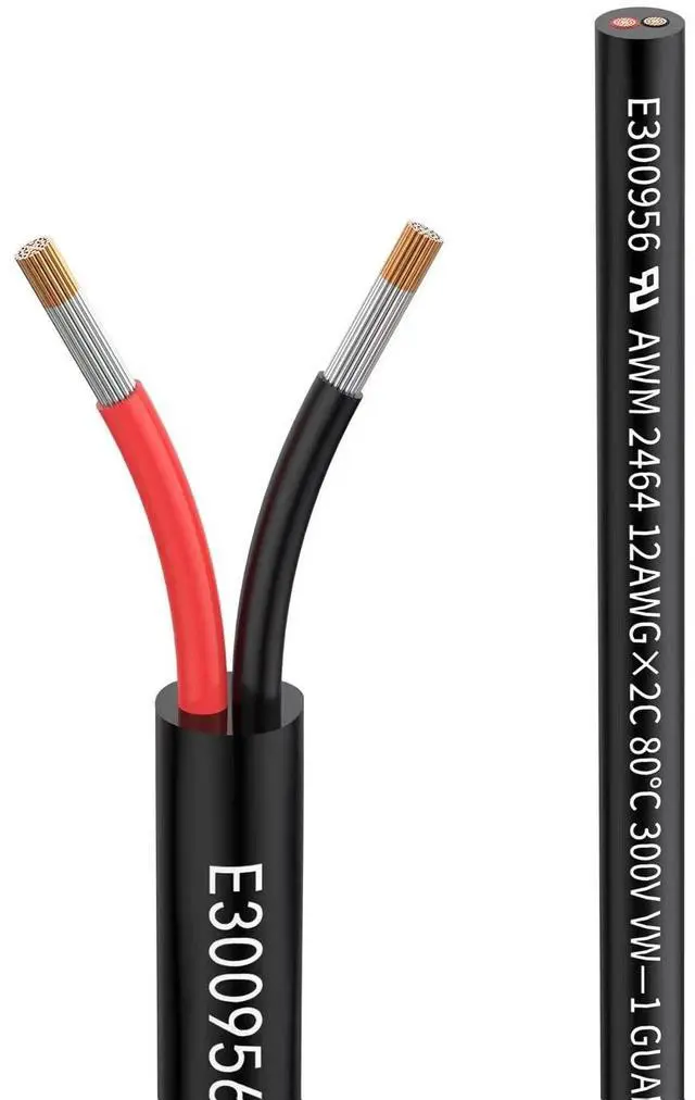 Main image of 12 Gauge Wire 12/2 Electrical Wire 2 Conductor Extension Cable 20 Foot UL2464 DC 5V/12V/24V/300V 12 AWG Oxygen Free Stranded Tinned Copper Wire Low Voltage LED Cable for LED Lamps Automotive