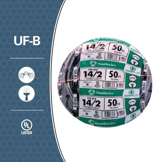 Alt view image 3 of 5 - 13054222 14/2WG UF Wire 50-Foot,Grey
