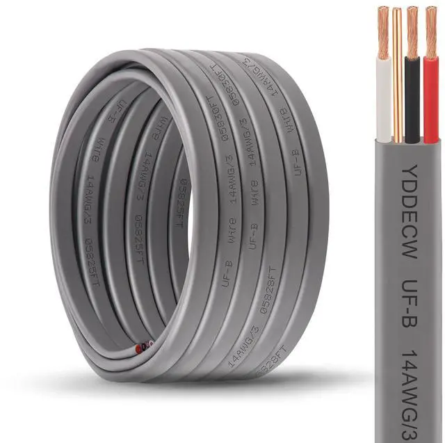 Main image of 14/3 UF-B Wire - 25FT 100% Pure Copper 14AWG 3 Connector Direct Burial Electrical Cable 14 Gauge for Underground Feeder Wet or Corrosive Locations Indoor & Outdoor etc