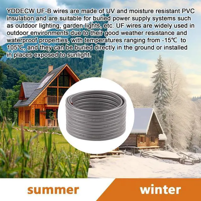 Alt view image 7 of 7 - 14/3 UF-B Wire - 50FT 100% Pure Copper 14AWG 3 Connector Direct Burial Electrical Cable 14 Gauge for Underground Feeder Wet or Corrosive Locations Indoor & Outdoor etc