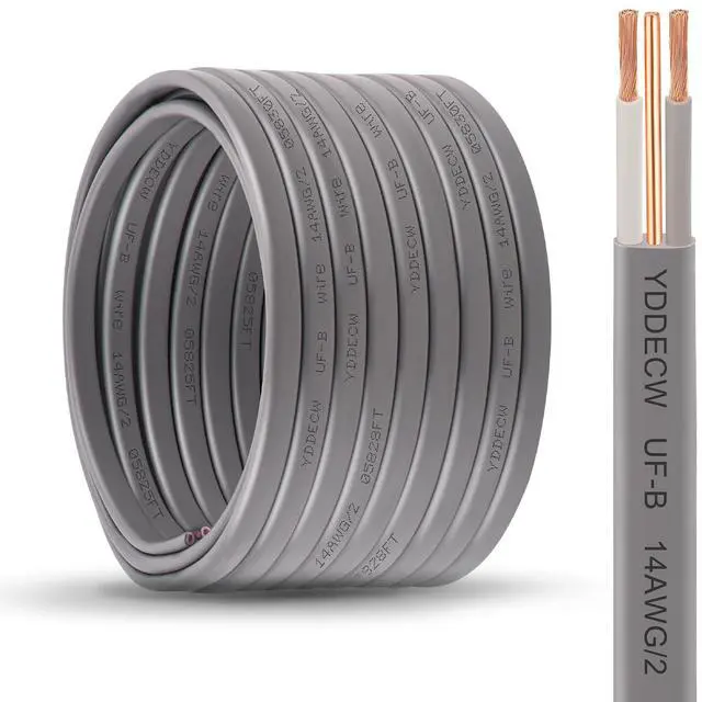 Main image of 14/2 UF-B Wire - 50FT 100% Pure Copper 14AWG 2 Connector Direct Burial Electrical Cable 14 Gauge for Underground Feeder Wet or Corrosive Locations Indoor & Outdoor etc