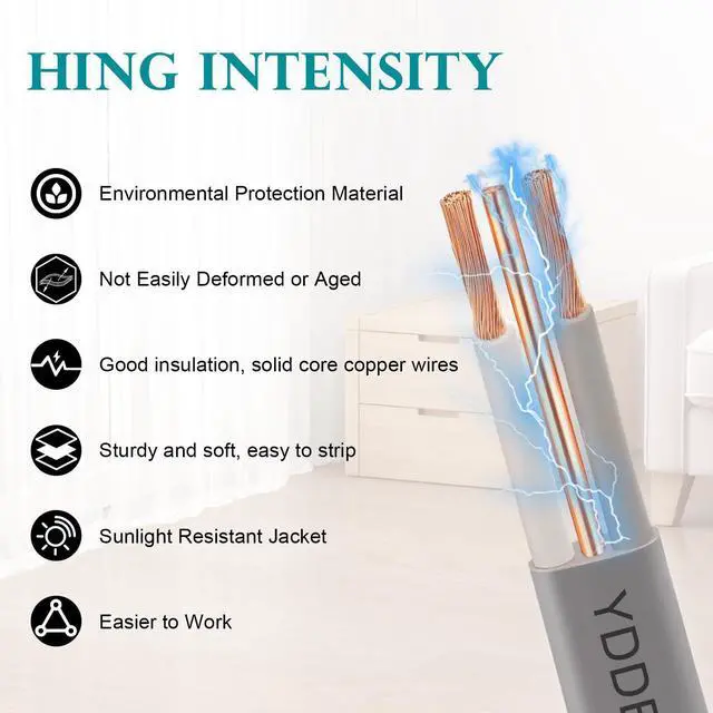 Alt view image 4 of 7 - 14/2 UF-B Wire - 50FT 100% Pure Copper 14AWG 2 Connector Direct Burial Electrical Cable 14 Gauge for Underground Feeder Wet or Corrosive Locations Indoor & Outdoor etc
