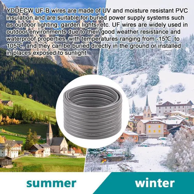 Alt view image 7 of 7 - 14/2 UF-B Wire - 50FT 100% Pure Copper 14AWG 2 Connector Direct Burial Electrical Cable 14 Gauge for Underground Feeder Wet or Corrosive Locations Indoor & Outdoor etc