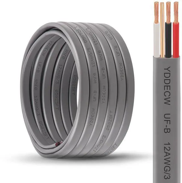 Main image of 12/3 UF-B Wire - 25FT 100% Pure Copper 12AWG 3 Connector Direct Burial Electrical Cable 12 Gauge for Underground Feeder Wet or Corrosive Locations Indoor & Outdoor etc