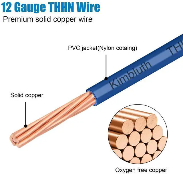 Alt view image 2 of 6 - THHN Wire 12 Gauge 25 FT Stranded Copper Wire, 12 AWG Copper Wire Rated up to 600V Building Wire Nylon Jacket for Residential, CNC, Ground, Industrial (12 Gauge, Blue)