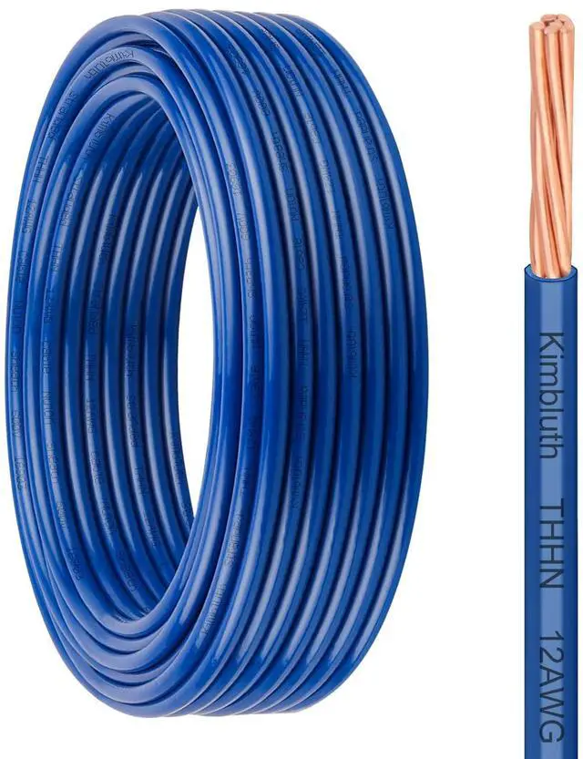 Main image of THHN Wire 12 Gauge 25 FT Stranded Copper Wire, 12 AWG Copper Wire Rated up to 600V Building Wire Nylon Jacket for Residential, CNC, Ground, Industrial (12 Gauge, Blue)