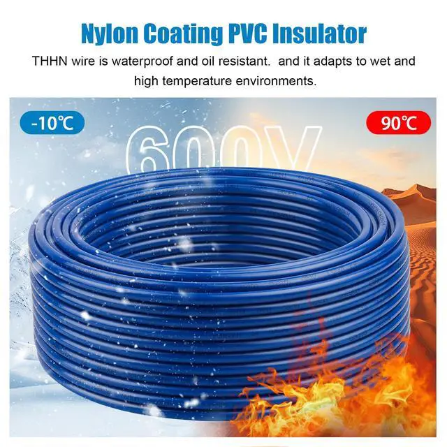 Alt view image 3 of 6 - THHN Wire 12 Gauge 25 FT Stranded Copper Wire, 12 AWG Copper Wire Rated up to 600V Building Wire Nylon Jacket for Residential, CNC, Ground, Industrial (12 Gauge, Blue)