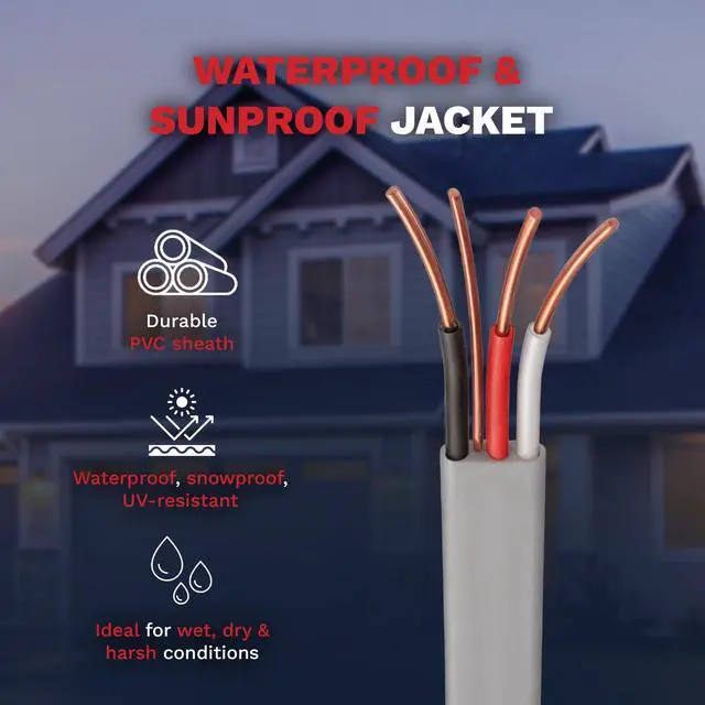 Alt view image 4 of 6 - 12/3 UF-B Electrical Copper Wire 12 AWG 3 Connector Direct Burial Electrical Cable for Underground Feeder and Branch Circuit Cable Gray Indoor & Outdoor (25 Ft)