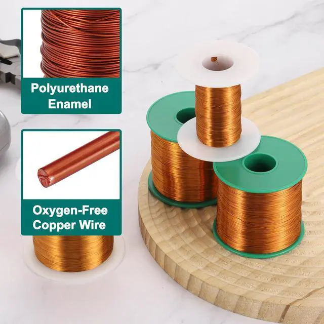 Alt view image 3 of 5 - 24 AWG Magnet Wire, 24 Gauge Enameled Copper Wire, 1 Lb Magnetic Coil Wire for Transformer, Motor, Electric, 180C(356F),Brown