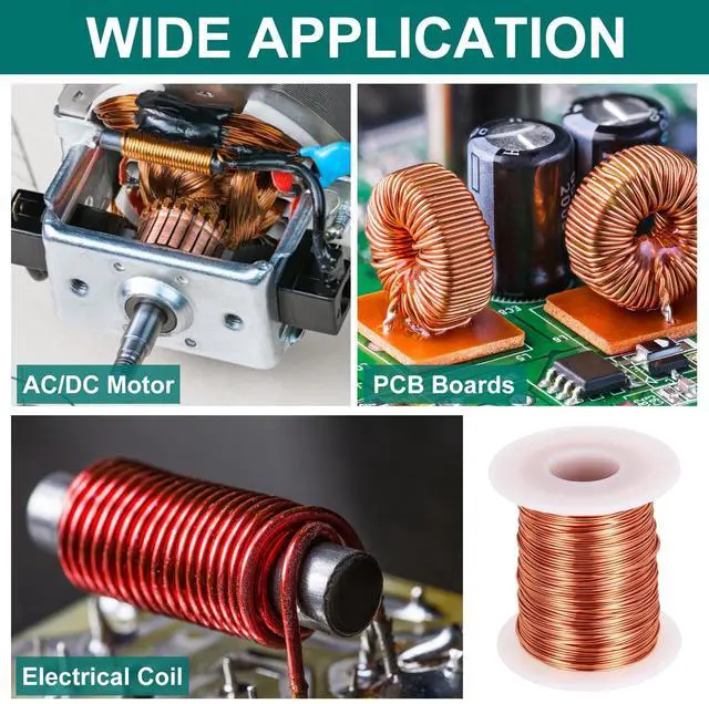 Alt view image 5 of 5 - 22 AWG Magnet Wire, 22 Gauge Enameled Copper Wire, 8 oz Magnetic Coil Wire for Transformer, Motor, Electric, 155C(311F)