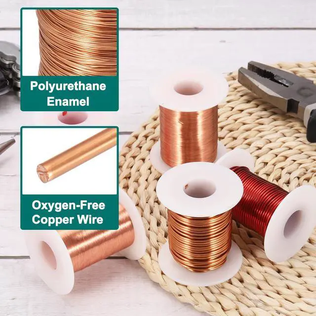 Alt view image 3 of 5 - 14 AWG Magnet Wire, 14 Gauge Enameled Copper Wires 8 oz Magnetic Coil Wire for Transformer Motor Electric, F Grade 311 Fahrenheit (155 Celsius), Copper Color