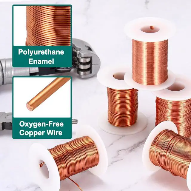 Alt view image 3 of 5 - 20 AWG Magnet Wire, 20 Gauge Enameled Copper Wire, 4 oz Magnetic Coil Wire for Transformer, Motor, Electric, 155C(311F)
