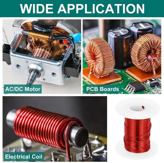 Alt view image 5 of 5 - 22 AWG Magnet Wire, 22 Gauge Enameled Copper Wire, 4 oz Magnetic Coil Wire for Transformer, Motor, Electric, 155C(311F)