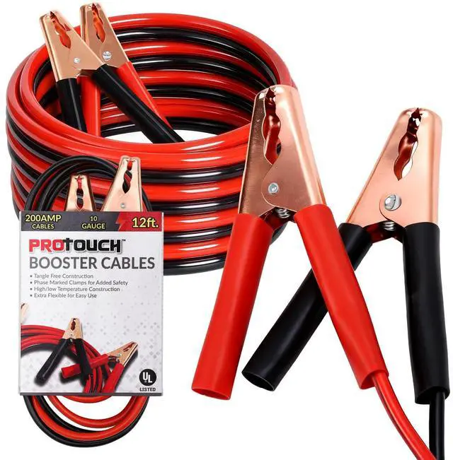 Main image of 12FT 10 Gauge Jumper Cables for Car, SUV and Trucks Battery, Heavy Duty Automotive Booster Cables for Jump Starting Dead or Weak Batteries with Carry Bag