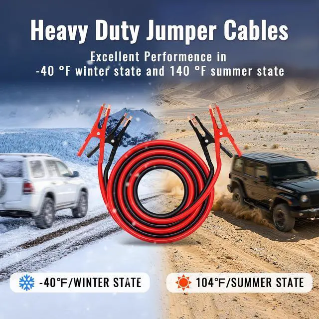 Alt view image 3 of 6 - 12FT 10 Gauge Jumper Cables for Car, SUV and Trucks Battery, Heavy Duty Automotive Booster Cables for Jump Starting Dead or Weak Batteries with Carry Bag