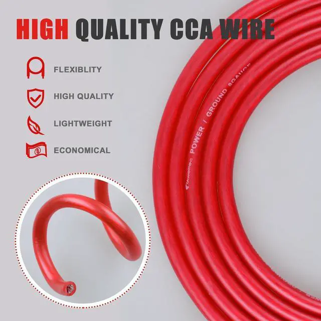 Alt view image 4 of 6 - 10 Gauge Wire, 25 Feet Red Power Ground Cable, Primary Automotive Wires, Copper Clad Aluminum for Battery Cable, Car Audio, Amp Wiring, Generator, Automotive, RV