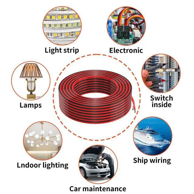 Alt view image 6 of 7 - 16 Gauge 2 Conductors 30FT Electrical Wire, Red Black Cable, Flexible Low Voltage PVC Copper Clad Aluminum Extension Cord for Car Speaker Wire, LED Wire,Lamps Lighting,Residential Wiring 12V/24V DC.