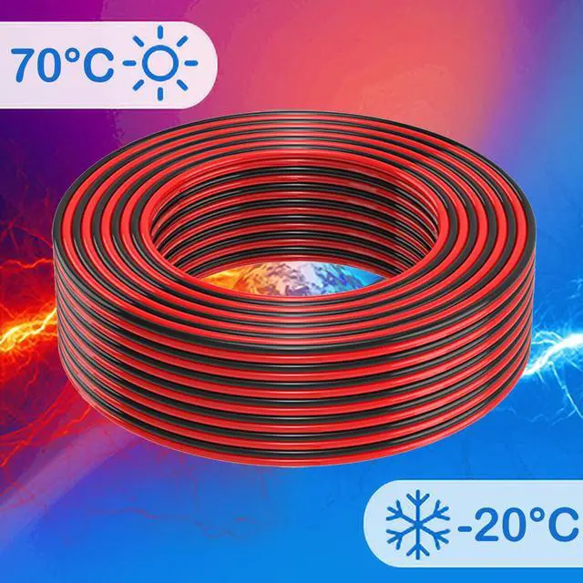 Alt view image 7 of 7 - 16 Gauge 2 Conductors 30FT Electrical Wire, Red Black Cable, Flexible Low Voltage PVC Copper Clad Aluminum Extension Cord for Car Speaker Wire, LED Wire,Lamps Lighting,Residential Wiring 12V/24V DC.