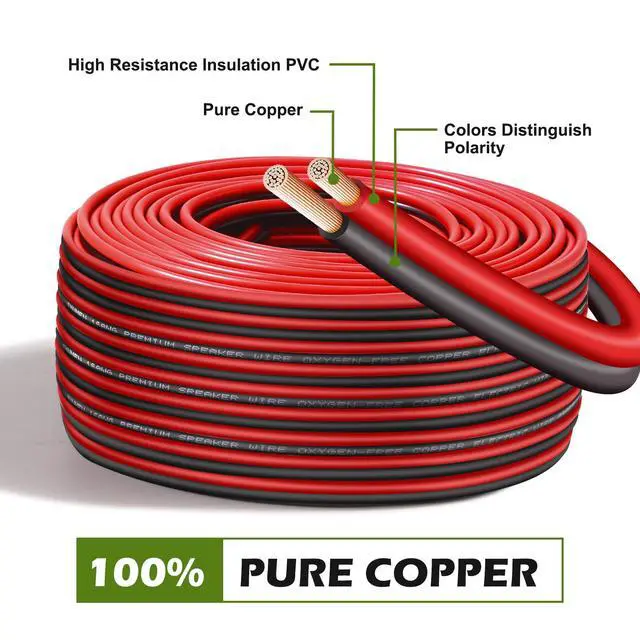 Alt view image 2 of 7 - 22 Gauge Wire 100 Feet Pure Copper, 22AWG Red Black Low Voltage/Speaker/Automotive/Electrical Wire, 22 AWG OFC 12V/24V DC Extension Cords for LED Strips Lamp Lighting, in-Home, Autos, DIY use
