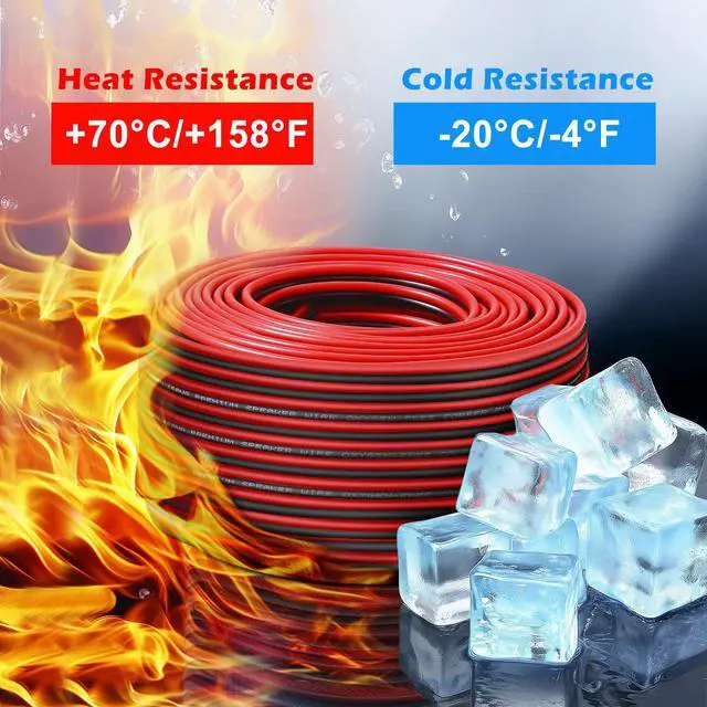 Alt view image 4 of 7 - 22 Gauge Wire 100 Feet Pure Copper, 22AWG Red Black Low Voltage/Speaker/Automotive/Electrical Wire, 22 AWG OFC 12V/24V DC Extension Cords for LED Strips Lamp Lighting, in-Home, Autos, DIY use