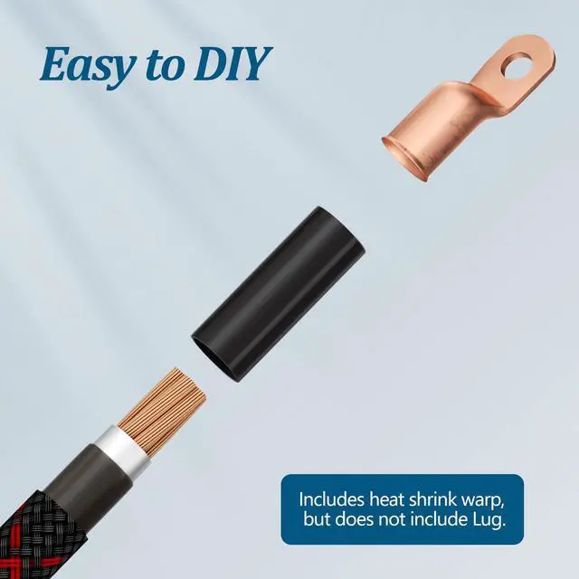 Alt view image 6 of 7 - 8 Gauge Wire 20FT, Primary Automotive Power or Ground Wire, Battery Cable, Nylon Braided Jacket, Copper Clad Aluminum, Car Audio Amplifier RV Trailer Electrical Wire, with 10 Heat Shrink Tubing, Black