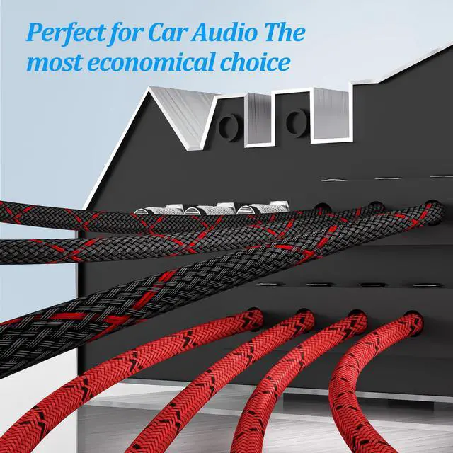 Alt view image 5 of 7 - 8 Gauge Wire 20FT, Primary Automotive Power or Ground Wire, Battery Cable, Nylon Braided Jacket, Copper Clad Aluminum, Car Audio Amplifier RV Trailer Electrical Wire, with 10 Heat Shrink Tubing, Black