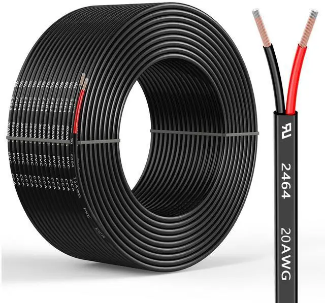 Main image of 20 Gauge 2 Conductors 30FT Electrical Wire, Flexible Low Voltage PVC Copper Clad Aluminum Extension Cord for Car Speaker Wire, Car Lighting, LED Wire, Outdoor Lighting, Residential Wiring, 12V/24V DC