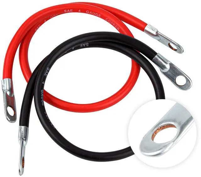 Main image of 4AWG 24-Inch Battery Inverter Cables Set, 4Gauge x 24"(1 Positive & 1 Negtive) for Car, Truck, RV, Solar