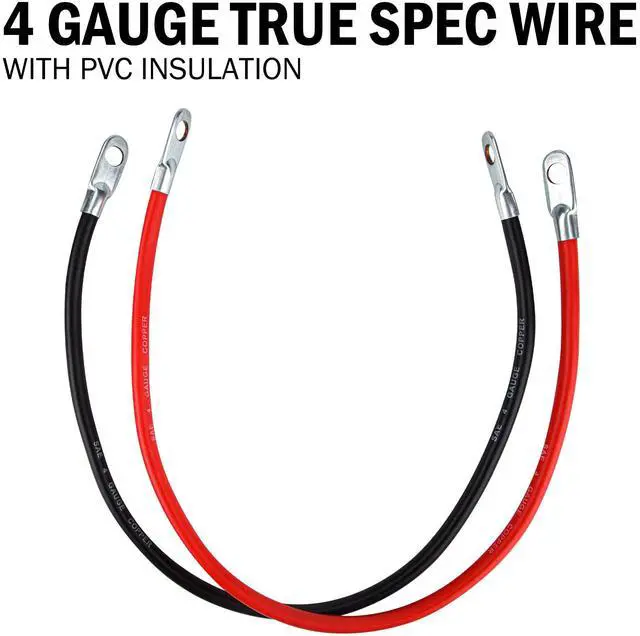 Alt view image 5 of 7 - 4AWG 24-Inch Battery Inverter Cables Set, 4Gauge x 24"(1 Positive & 1 Negtive) for Car, Truck, RV, Solar