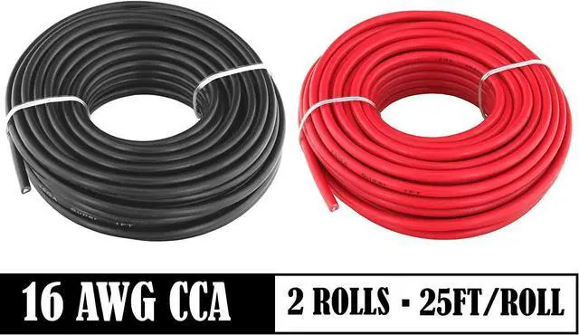 Alt view image 2 of 7 - 50ft CCA 16 Gauge Wire Automotive, 25ft Red & 25ft Black, 16 AWG 12v, Speaker Electrical Wire Low Voltage Primary for Car Stereo Audio Video Trailer Harness Hookup Wiring DIY