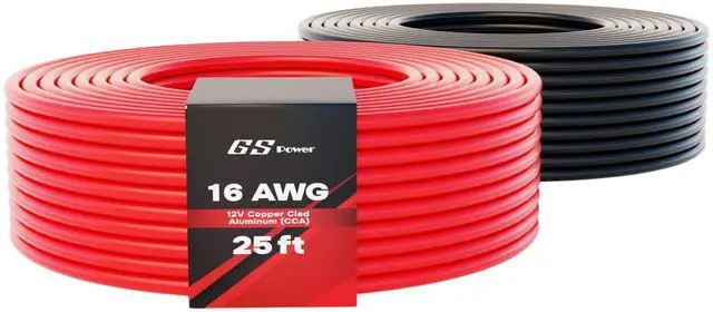 Main image of 50ft CCA 16 Gauge Wire Automotive, 25ft Red & 25ft Black, 16 AWG 12v, Speaker Electrical Wire Low Voltage Primary for Car Stereo Audio Video Trailer Harness Hookup Wiring DIY