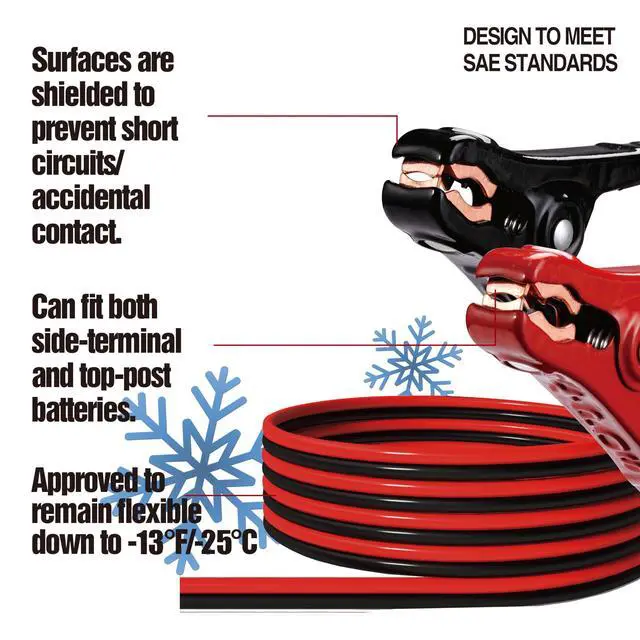 Alt view image 2 of 6 - 8 Gauge 12 Feet Jumper Cable Heavy Duty Booster Cables with Carry Bag